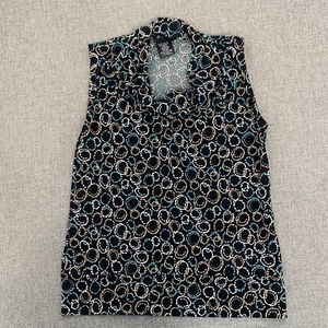 George Stretch Blouse‎ Cowl Neckline  Black Teal White Tan  Top Small